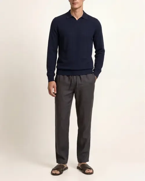 Bresson Cashmere Classic Fit Long Sleeve Polo Shirt by Orlebar Brown