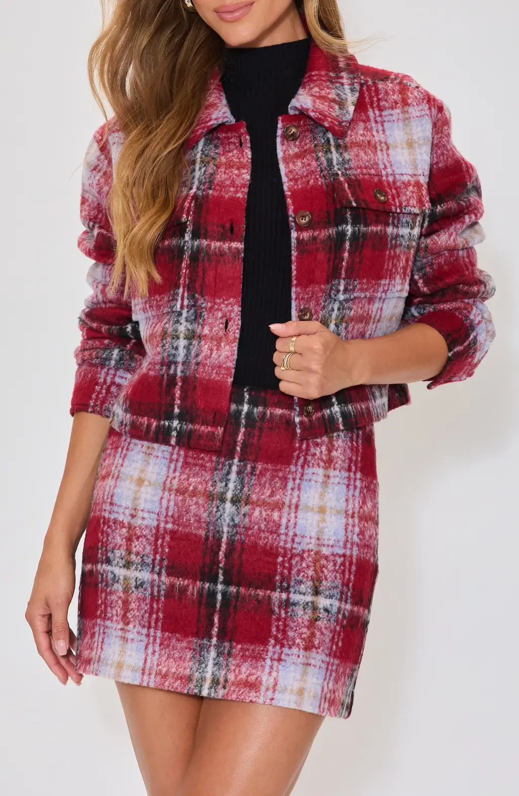 Margaret Plaid Crop Shirt Jacket