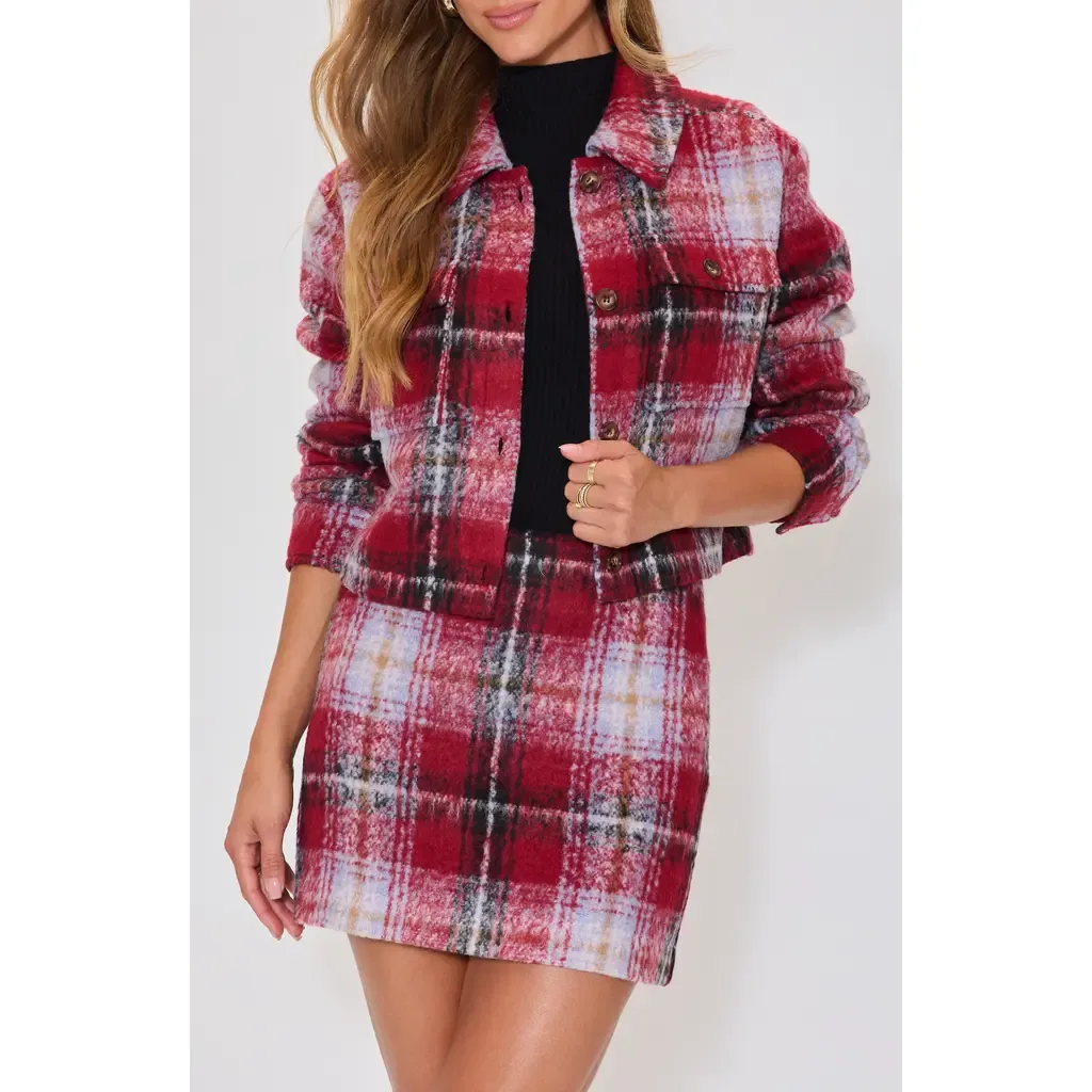Margaret Plaid Crop Shirt Jacket by VICI Collection