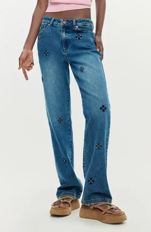 Embellished Slim Straight Leg Jeans by Desigual
