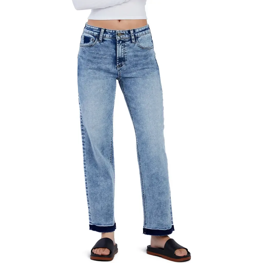 Release Hem Straight Leg Jeans by HINT OF BLU