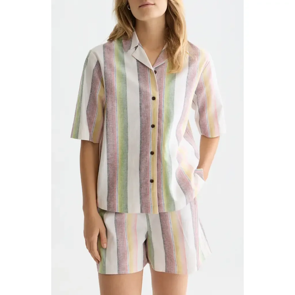 Short Sleeve Linen & Cotton Button-Up Shirt by Scotch & Soda
