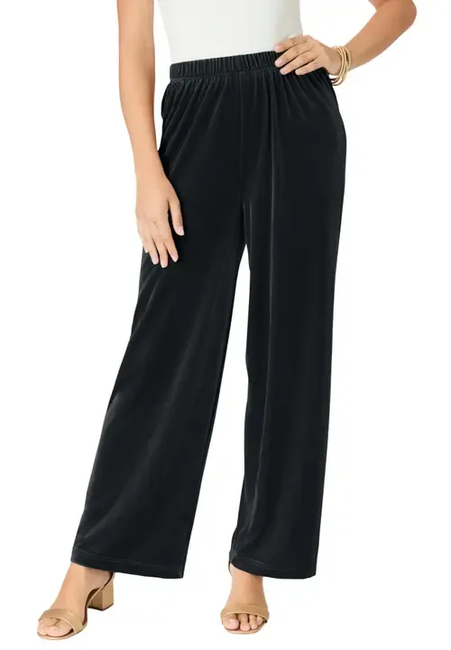 Wide Leg Velour Pant by Roaman's