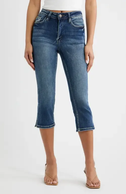 Side Slit High Waist Capri Jeans by YMI