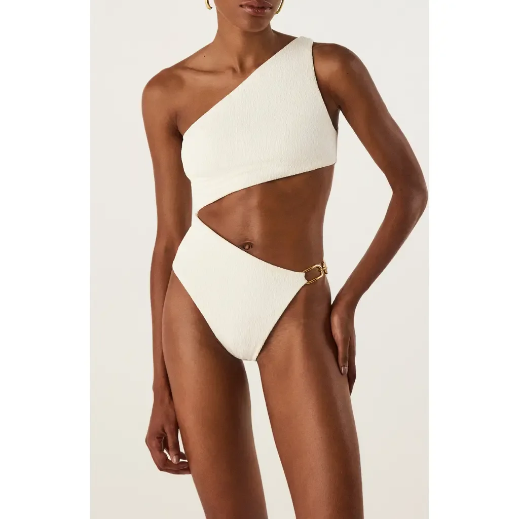 Jo Marl Cutout One-Shoulder One-Piece Swimsuit by ViX Paula Hermanny