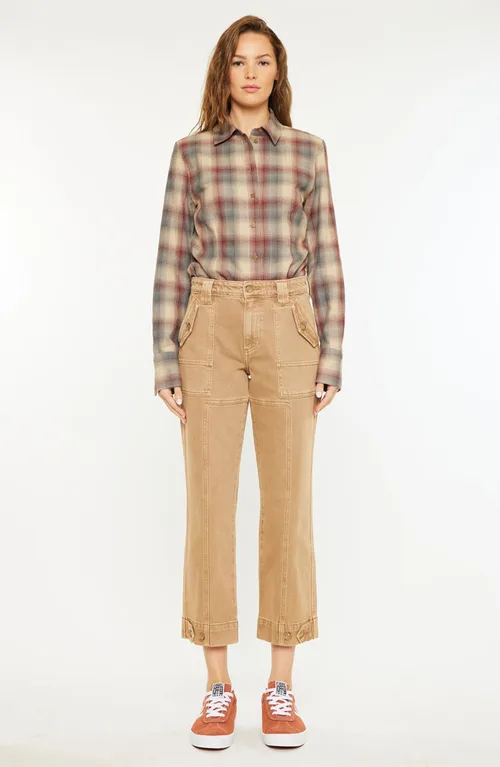 Ronnie High Rise Slim Straight Leg Cargo Jeans by KanCan