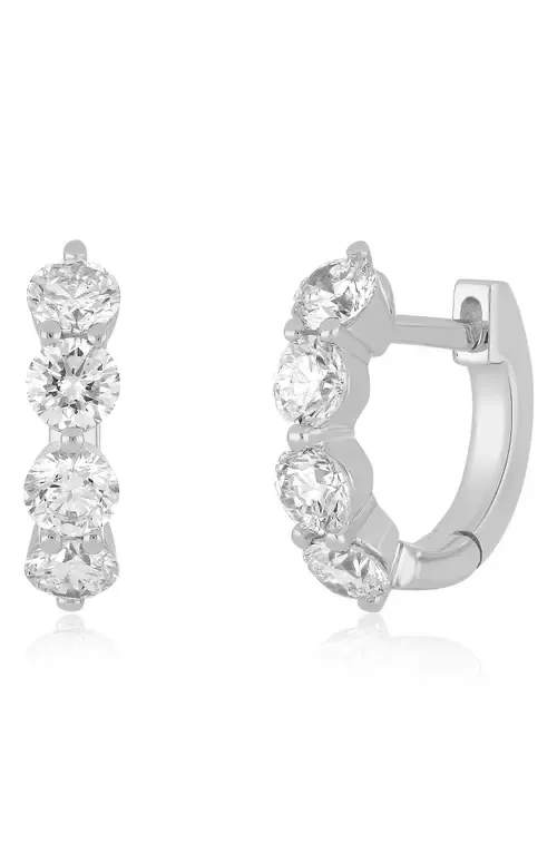 Jumbo Diamond Huggie Hoop Earrings in 14K White Gold