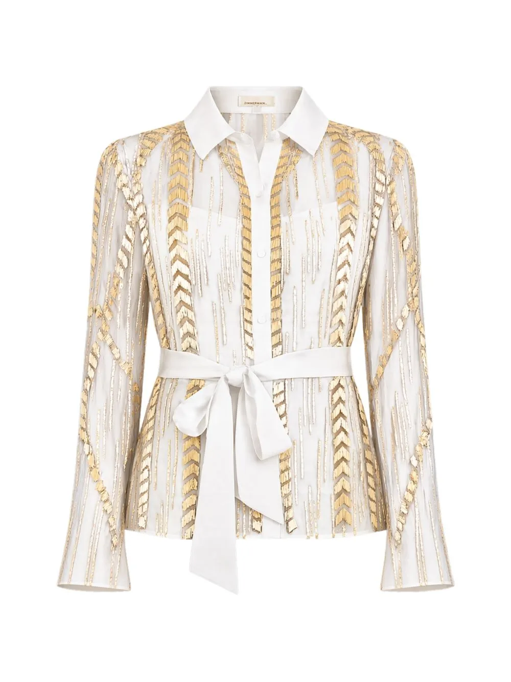 Viola Bead-Embellished Belted Shirt by Temperley London