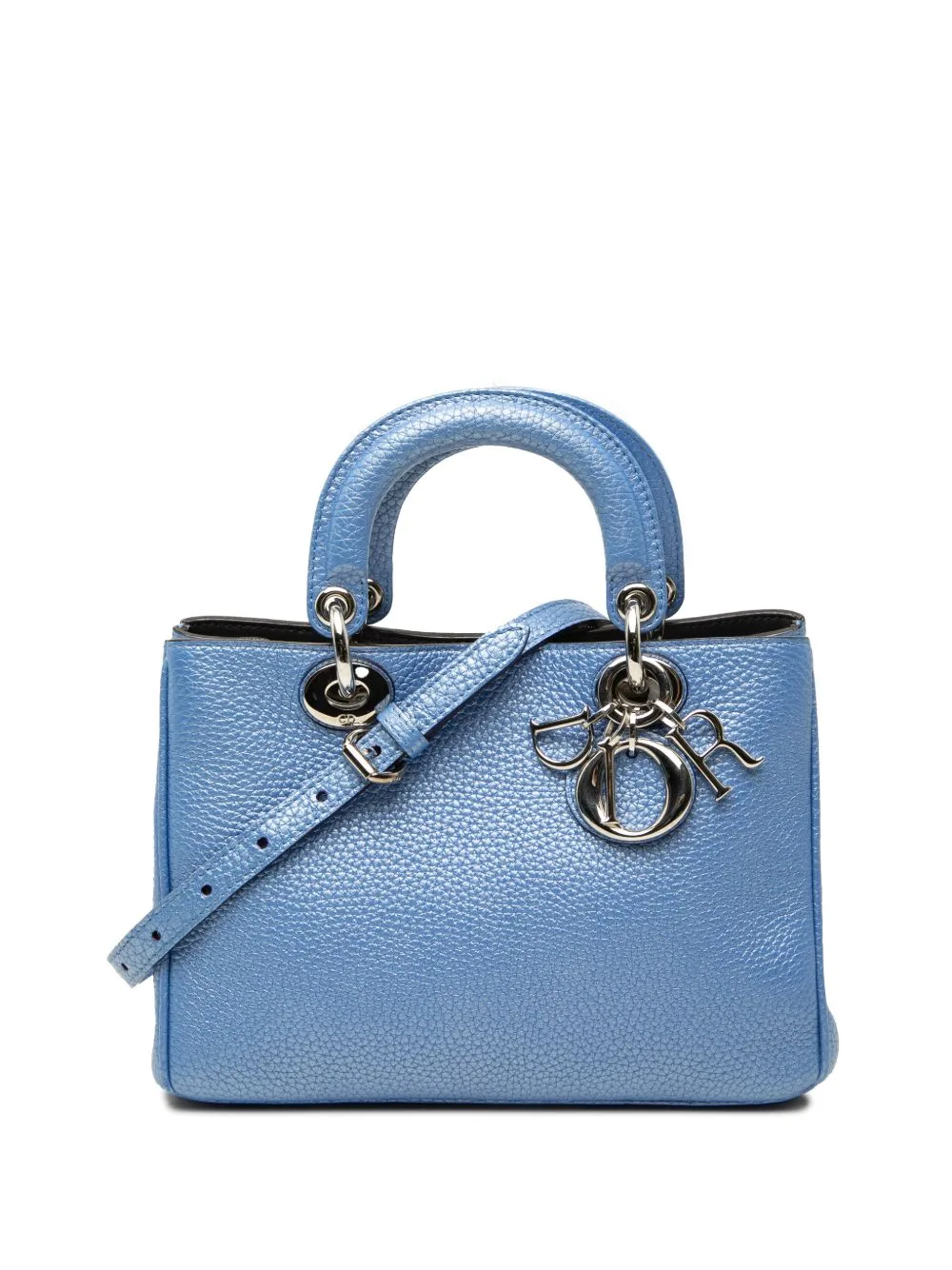 2015 Mini Metallic Pebbled Calfskin Diorissimo Satchel by Christian Dior Pre-Owned