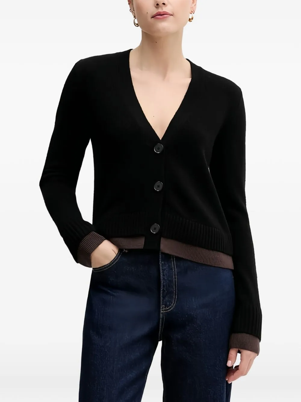 V-Neck Buttoned Cardigan by Sisley