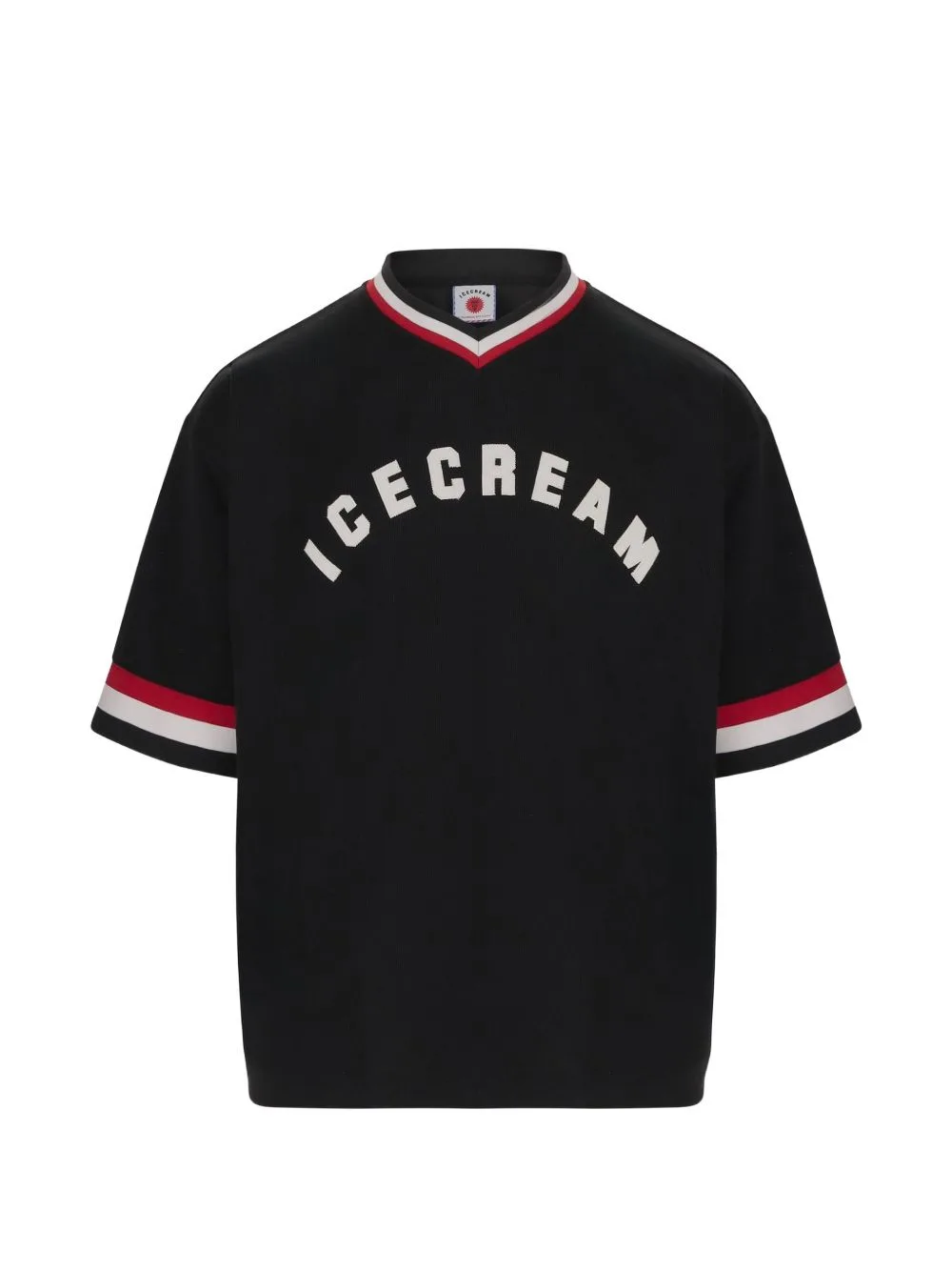 College Logo-Print Striped-Trim T-Shirt by ICECREAM