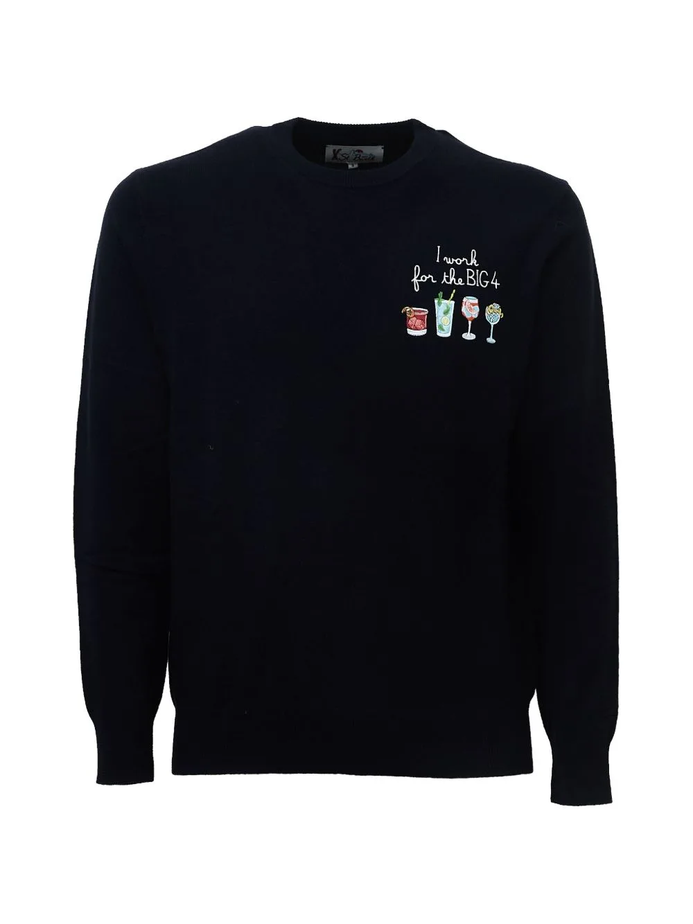 Heron Light Wool and Cashmere Blend Crewneck Sweater with Big 4 Embroidery by MC2 Saint Barth