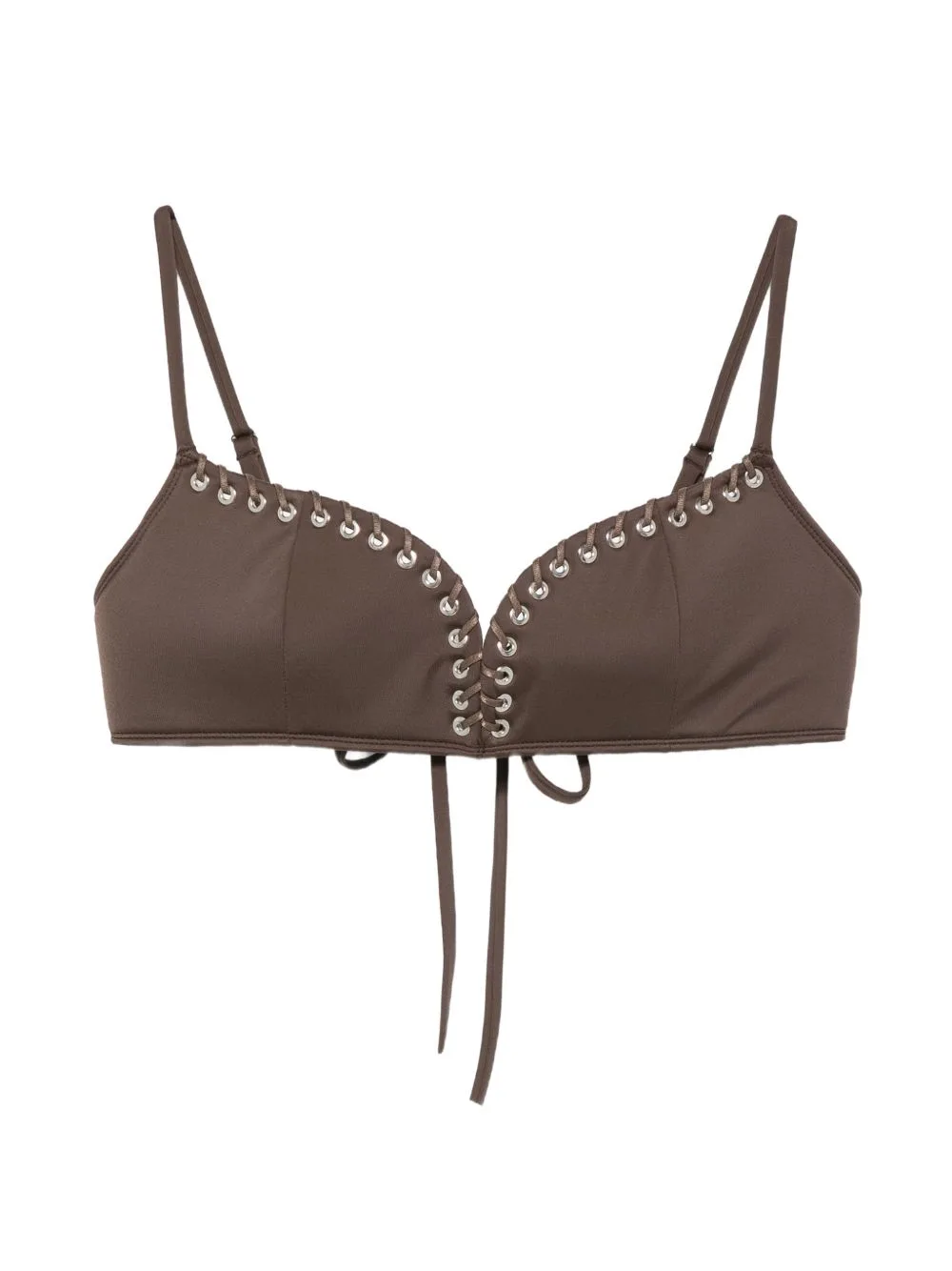 Eyelet Lace-Up Bikini Top by Ludovic de Saint Sernin