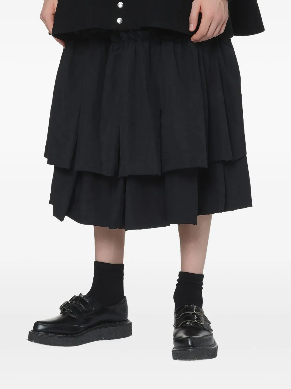 Ruffled Tiered Midi Skirt by Black Comme Des Garçons