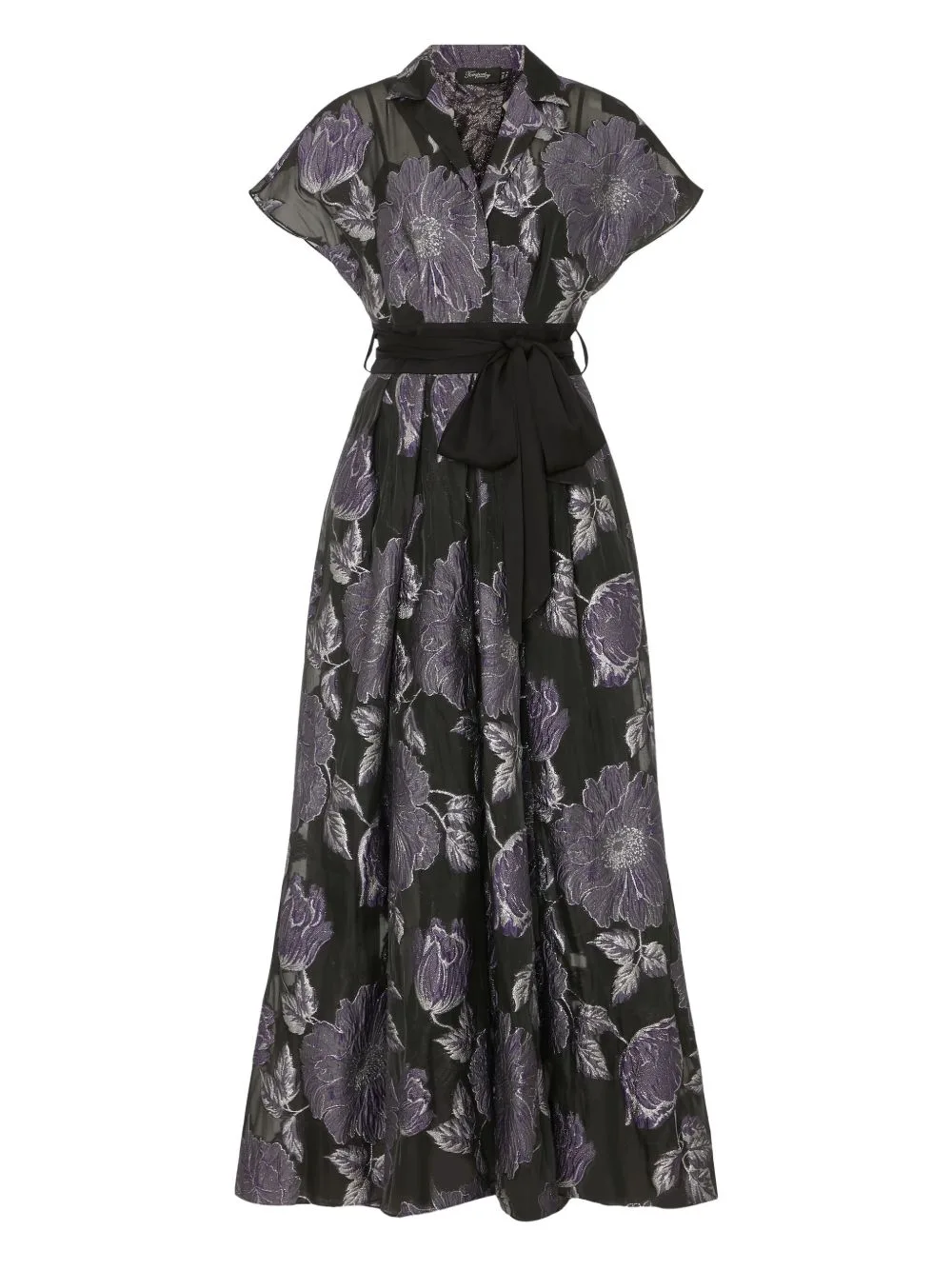 Bridget Gown Floral-Print Belted Midi Dress by Temperley London