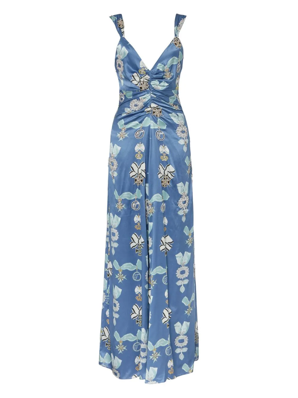 Reina Sleeveless Ruched Silk Maxi Dress