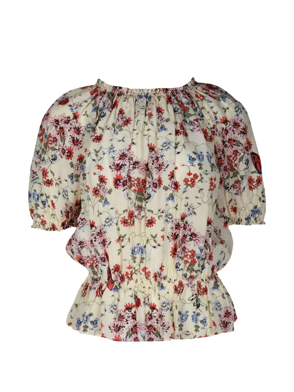 Floral-Print Puff-Sleeve Top by Maje