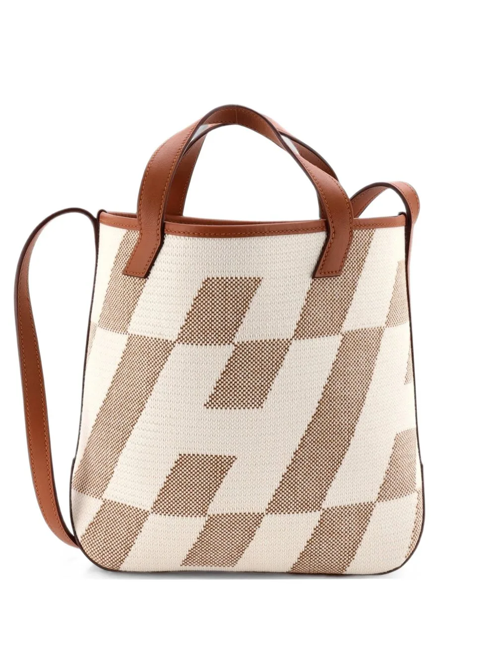 Cabas H En Biais Tote Canvas with Leather 27 Shoulder Bag by Hermès Pre-Owned