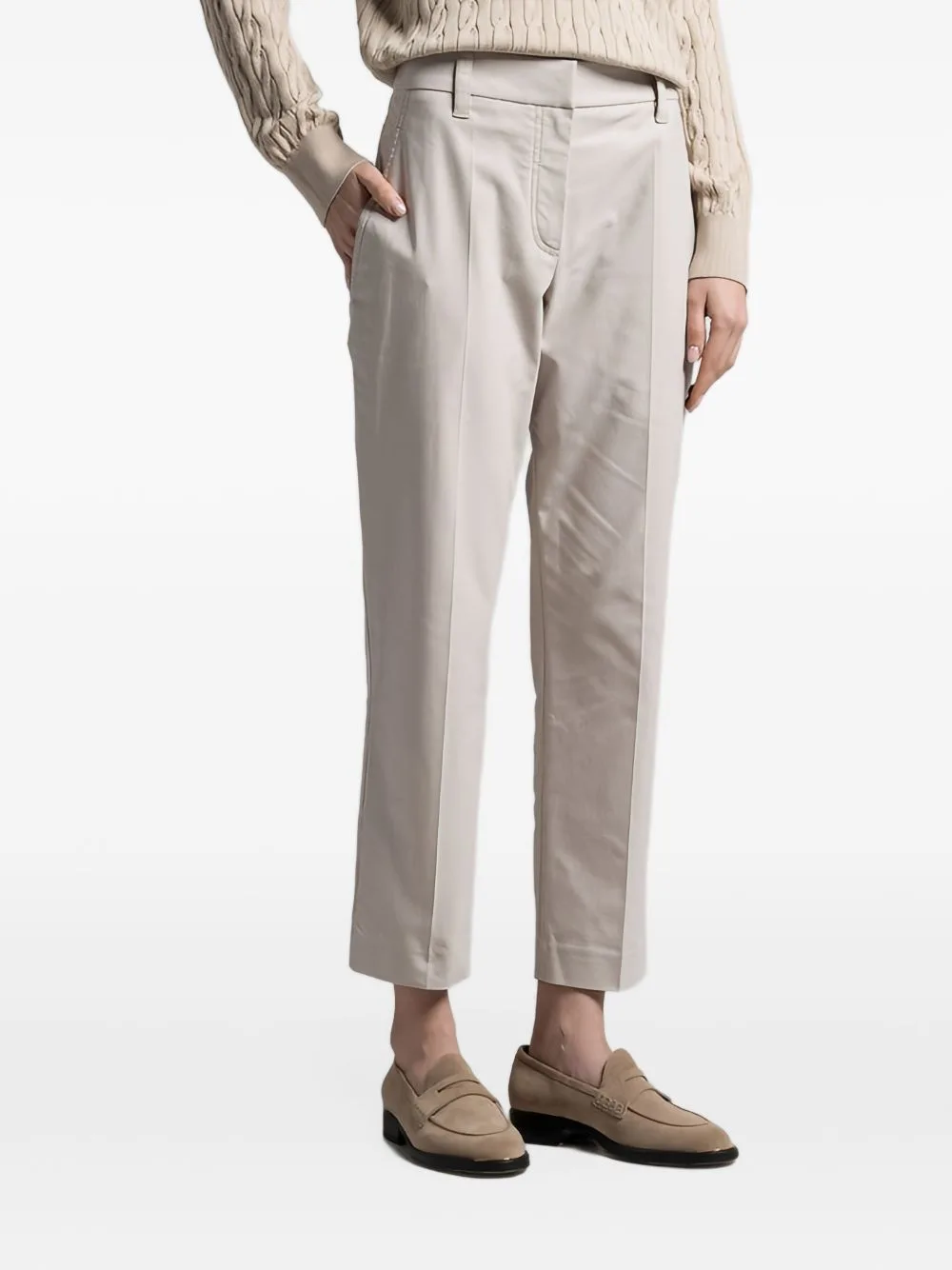 Front-Crease Slim-Fit Trousers by Brunello Cucinelli