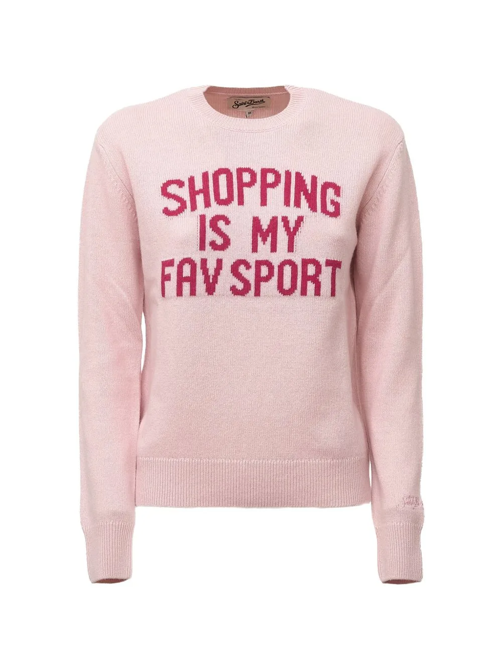 New Queen Crewneck Knit Sweater with Shopping Is My Fav Sport Embroidery by MC2 Saint Barth