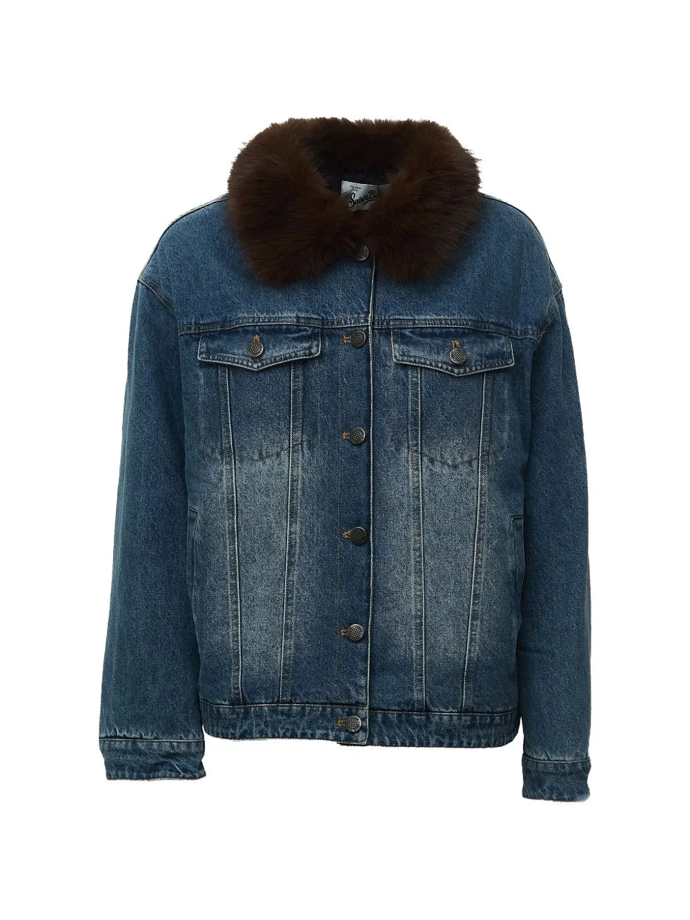 Faux-Fur Collar Denim Jacket