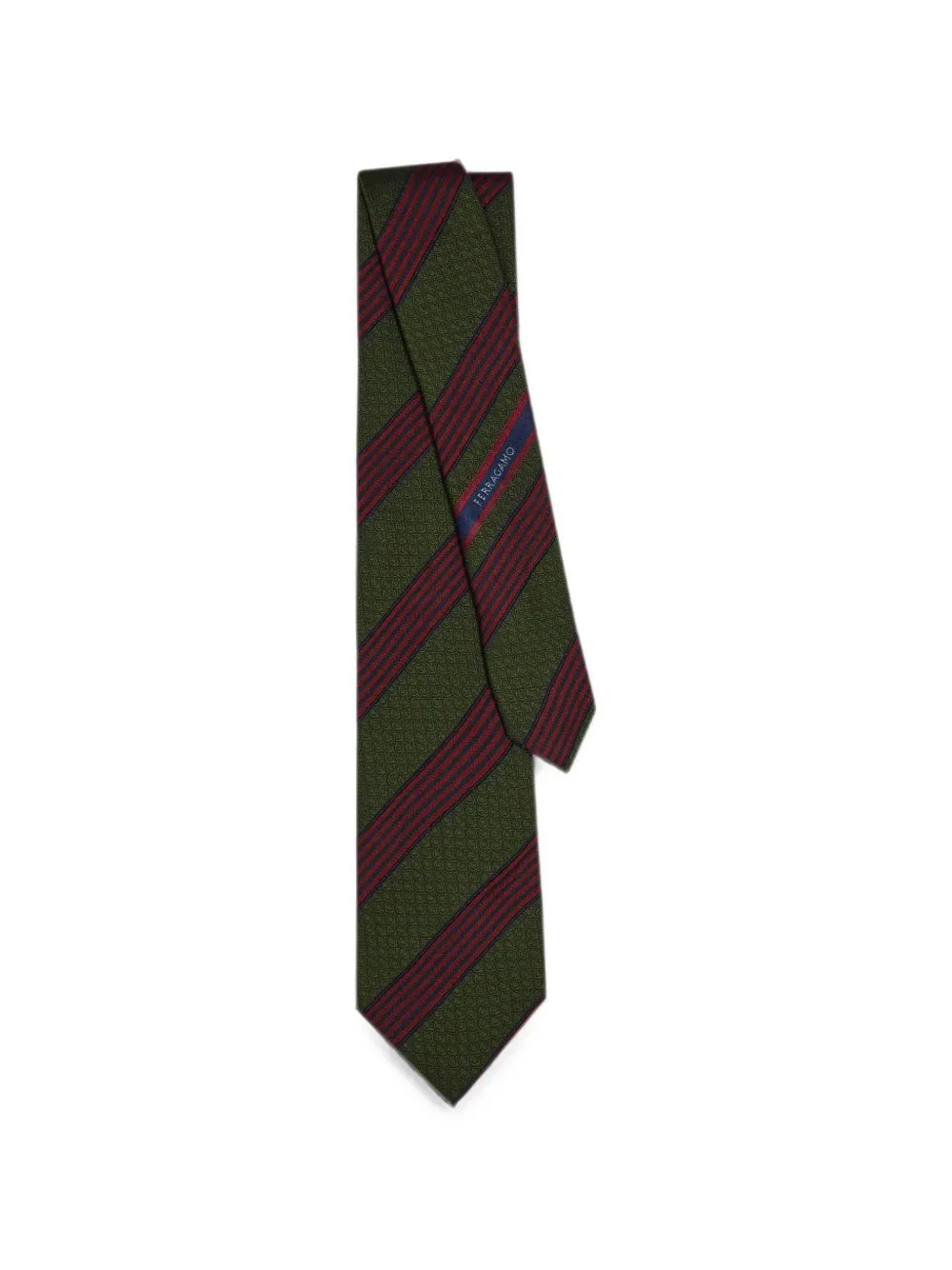 Regimental Gancini Silk Jacquard Tie by Ferragamo