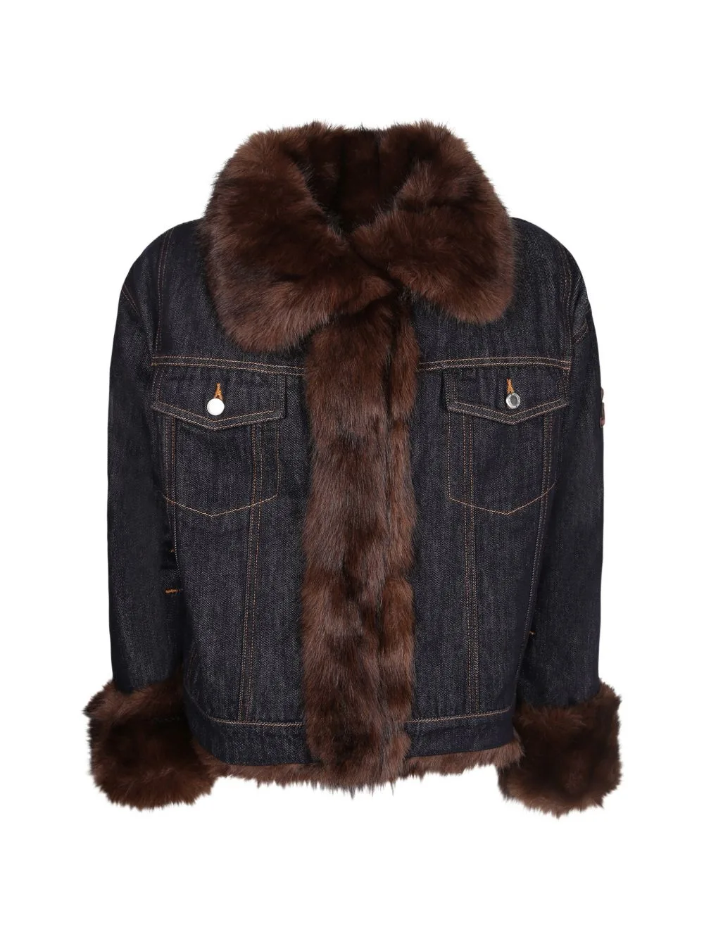 Faux-Fur Trim Denim Jacket by ERMANNO FIRENZE