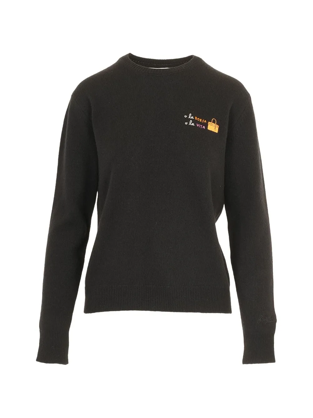 New Queen Wool and Cashmere Blend Crewneck with O La Borsa O La Vita Embroidery by MC2 Saint Barth