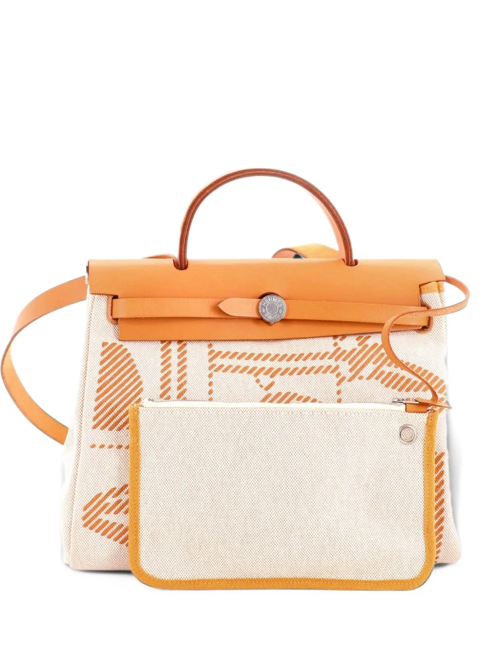 Herbag Zip Relief Brides De Gala Toile and Leather 31 Shoulder Bag by Hermès Pre-Owned