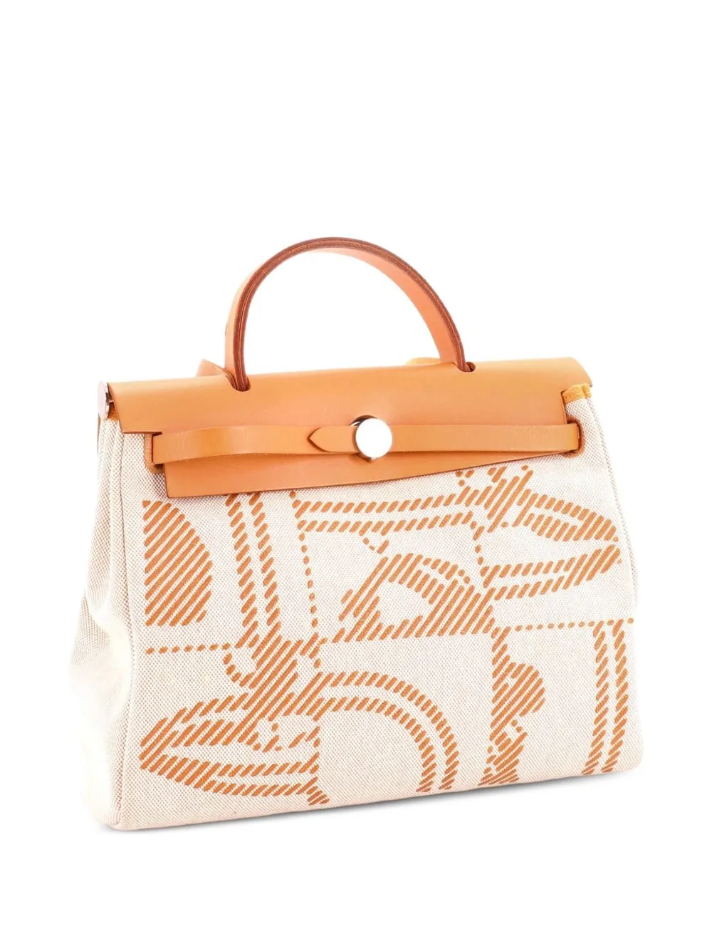 Herbag Zip Relief Brides De Gala Toile and Leather 31 Shoulder Bag by Hermès Pre-Owned
