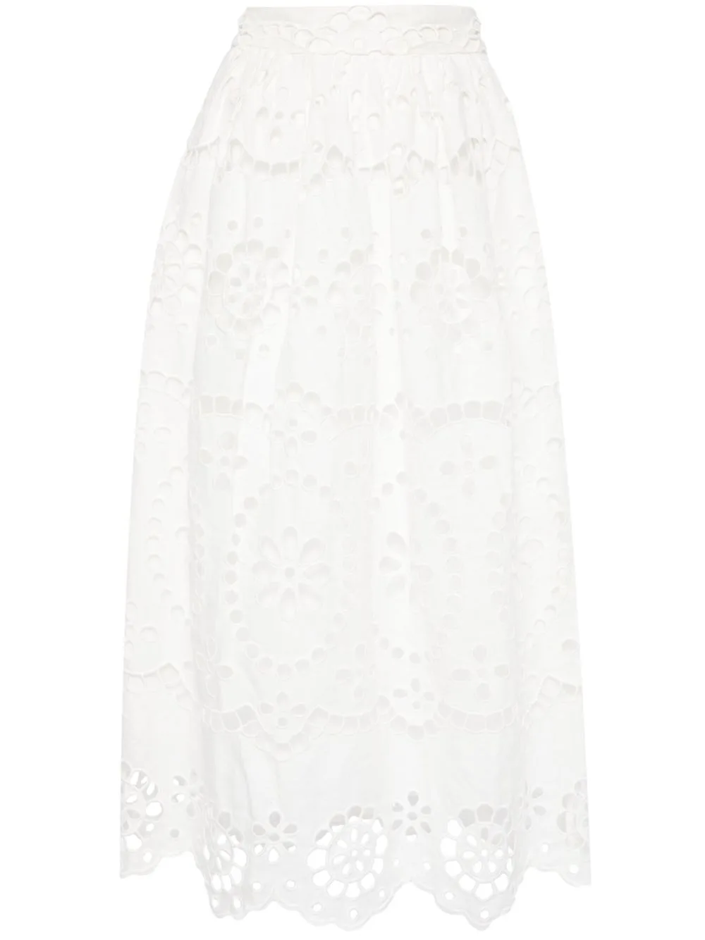 Lexi Embroidered Linen Midi Skirt by ZIMMERMANN