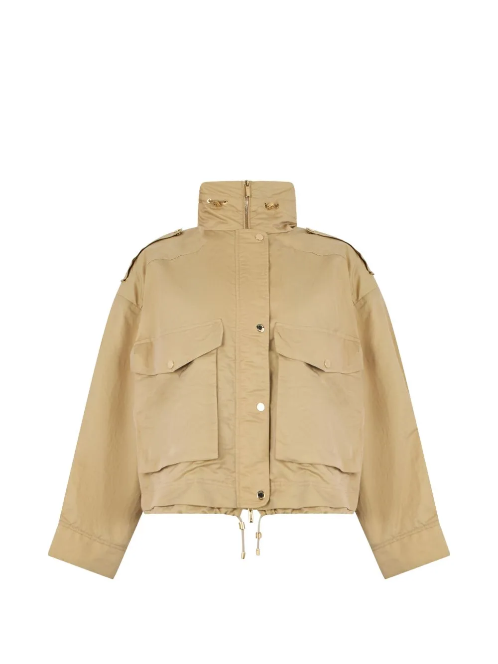 High-Neck Drawstring Bomber Jacket by Moorer