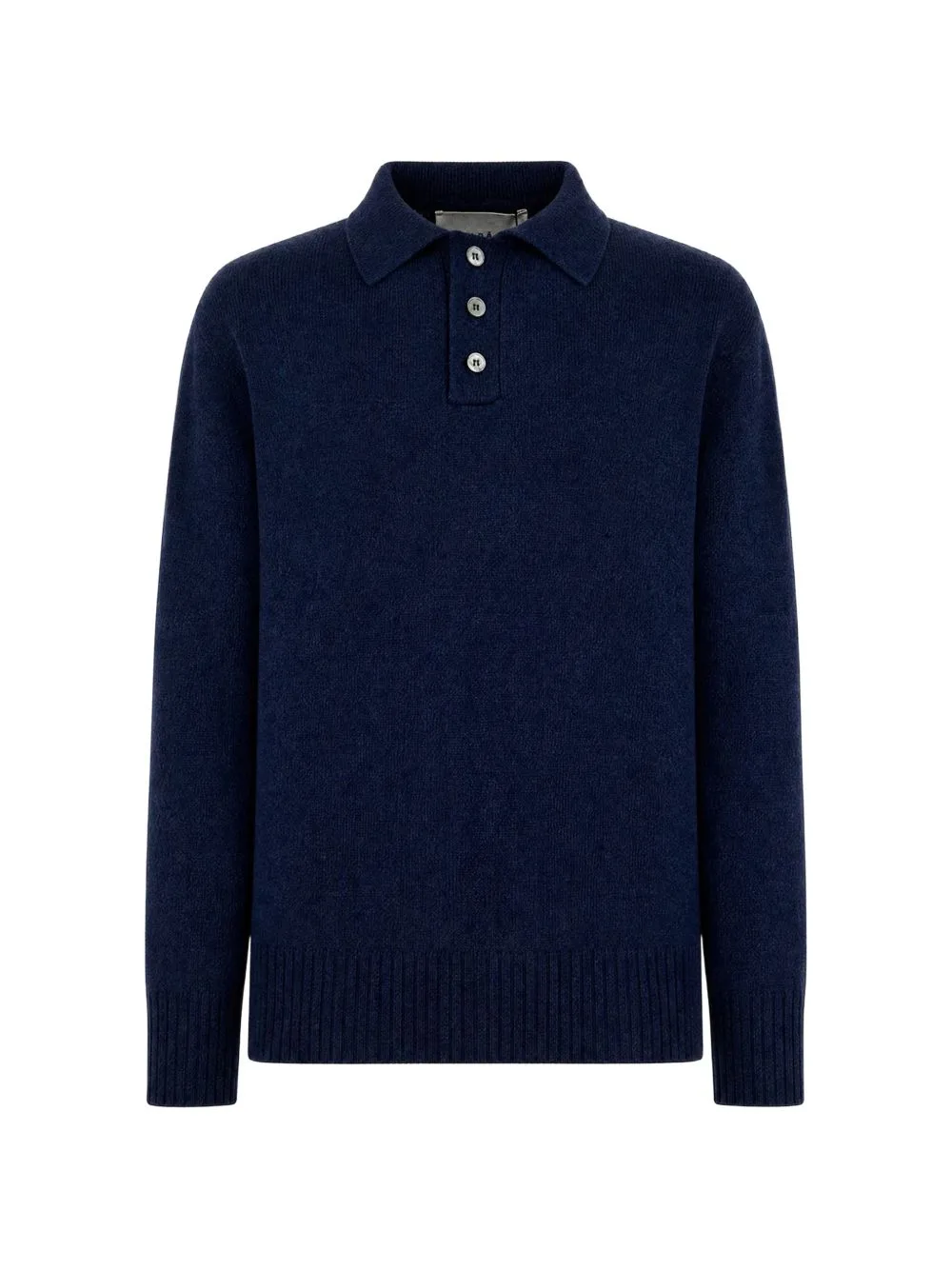 Button-Placket Polo-Collar Sweater by AMARANTO