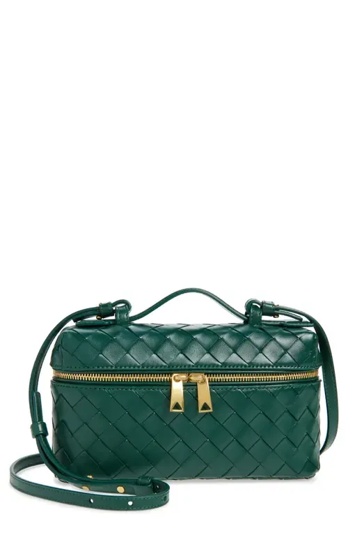 Intrecciato Leather Convertible Vanity Case by Bottega Veneta