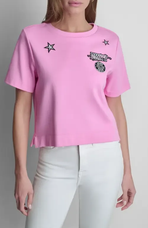 Pins & Patches Crop Cotton T-Shirt by DKNY