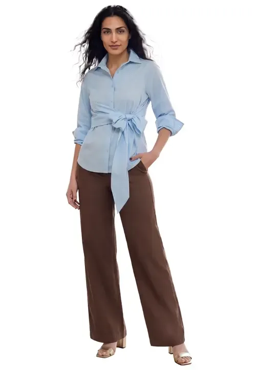 Convertible Tie Poplin Shirt by Jessica London