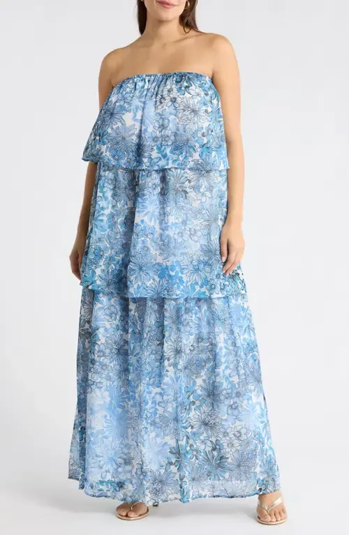 Tierra Floral Briary Strapless Dress by SUGARLIPS