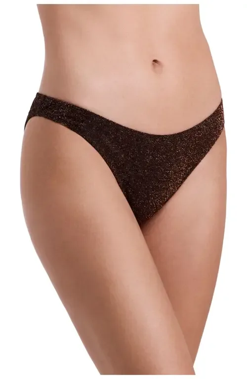 Luna Textured Shimmer High Leg Low Rise Bikini Bottom