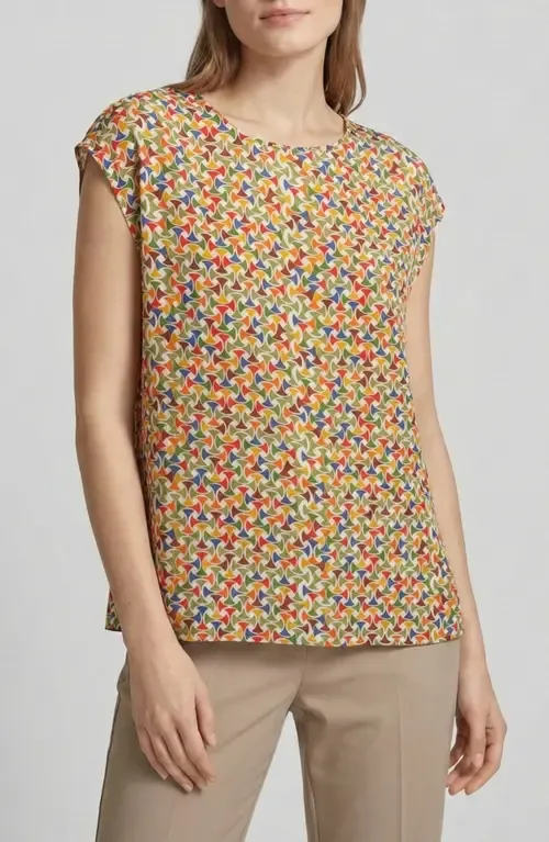 Print Cap Sleeve Shell by APNY