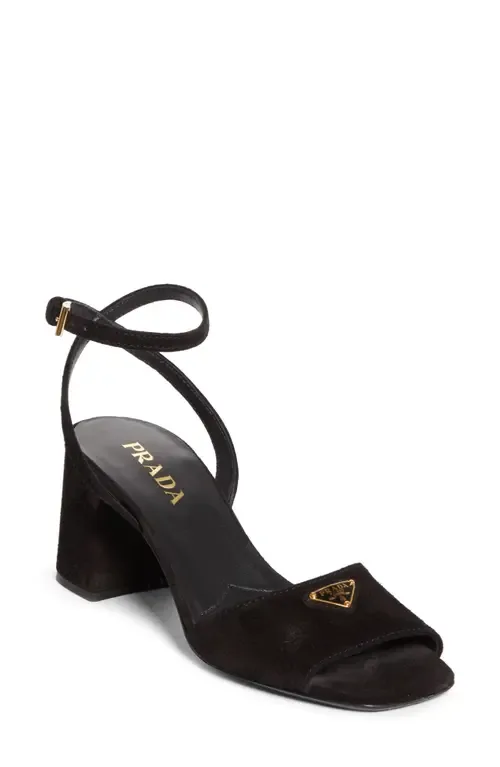 Block Heel Ankle Strap Sandal by Prada