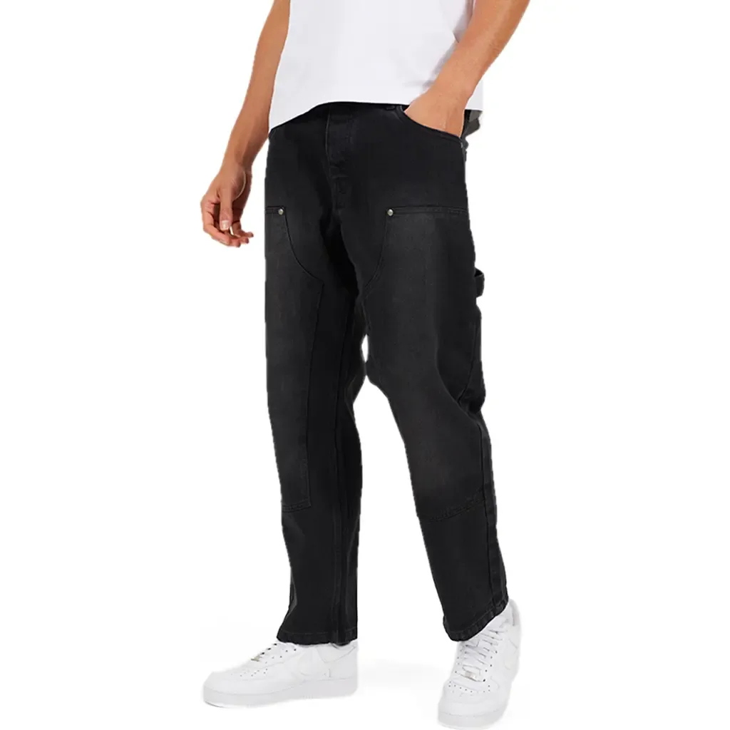 Carpenter Loose Fit Long Denim Jean by Brave Soul