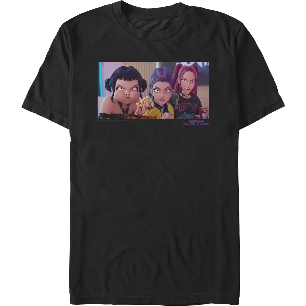 Angry Trio Scene Short Sleeve Graphic T-Shirt by KPop Demon Hunters
