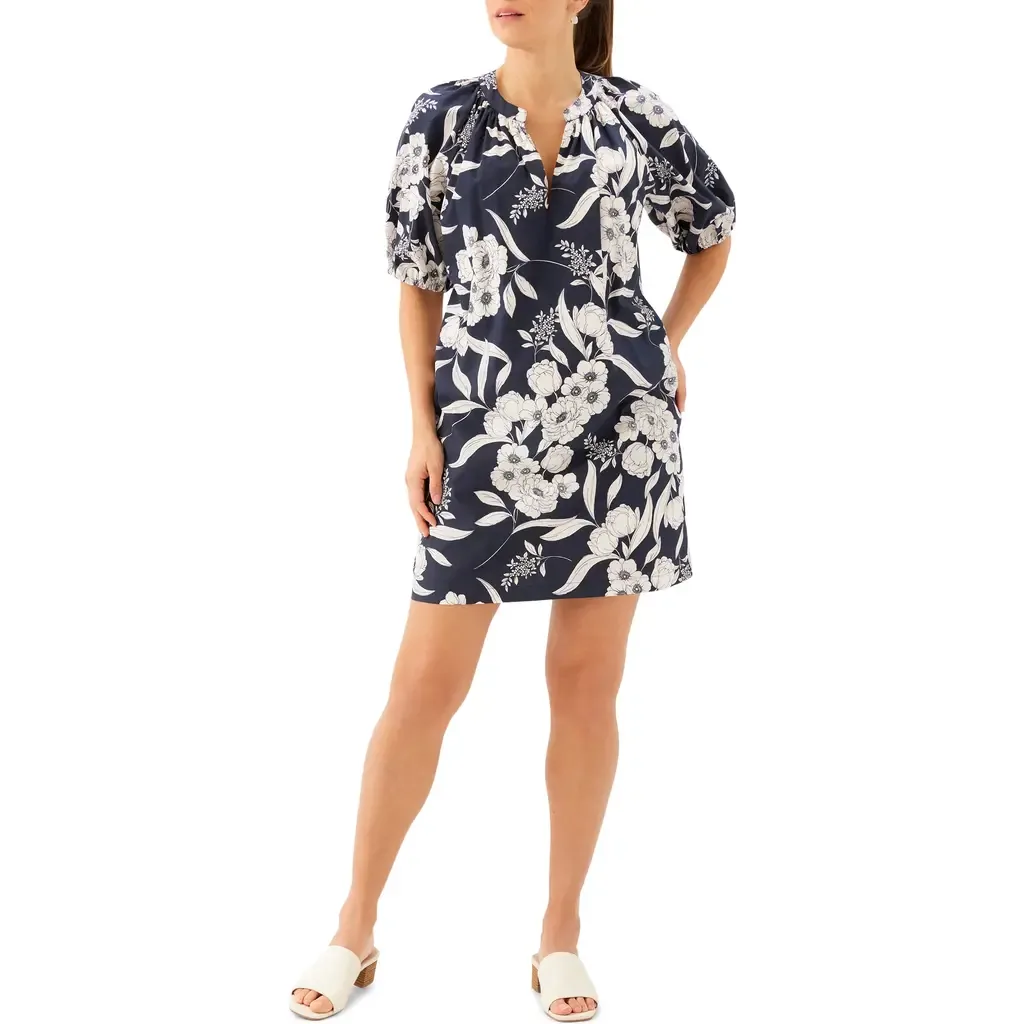 Puff Sleeve Cotton Peasant Minidress by Karen Kane