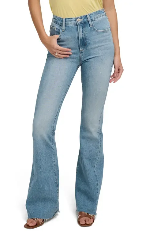 The Valentina Shortie Frayed High Waist Flare Jeans