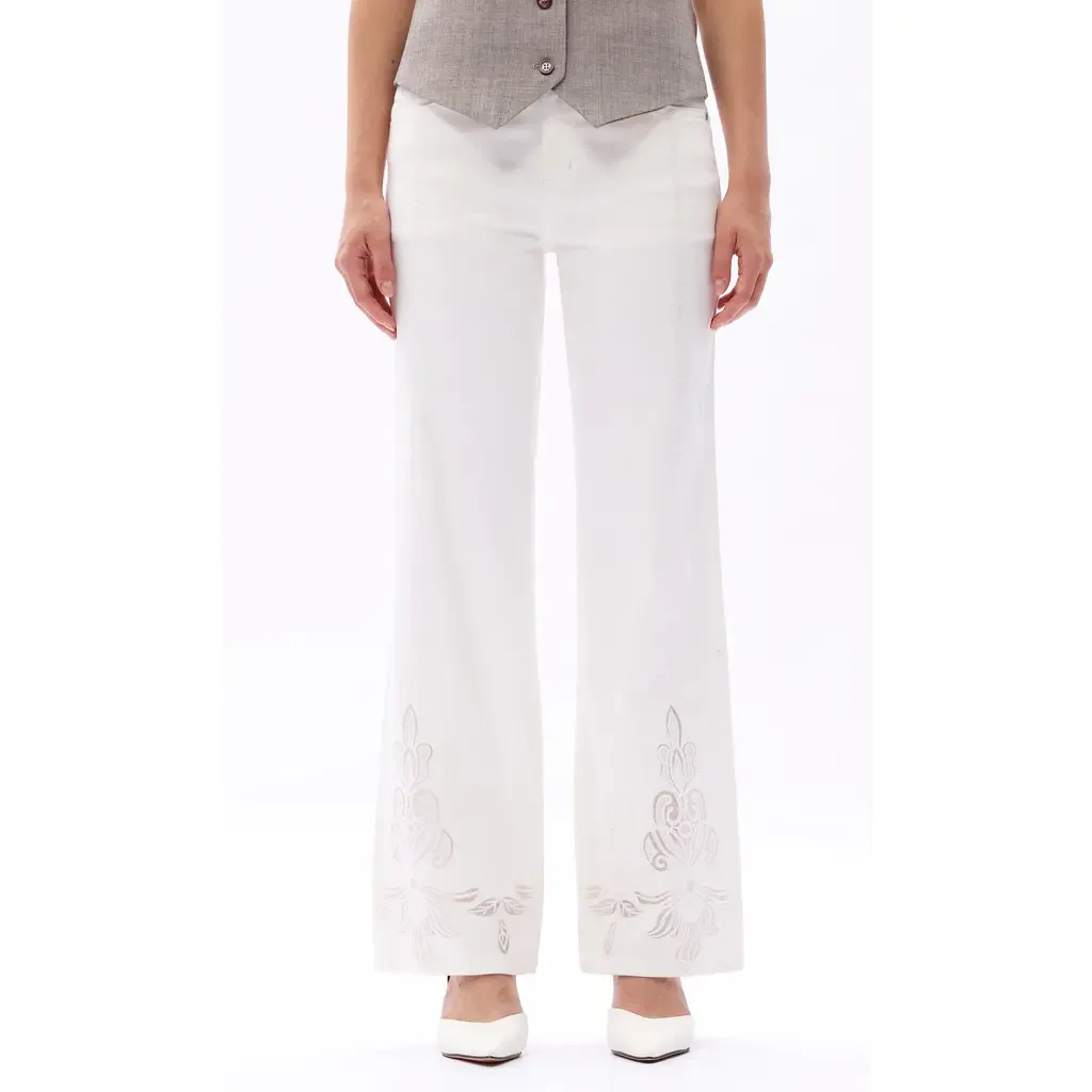 Embroidered Mid Rise Straight Leg Jeans by Bayeas