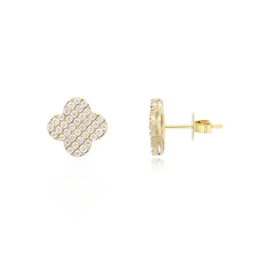 Diamond Clover Stud Earrings by The Lovery