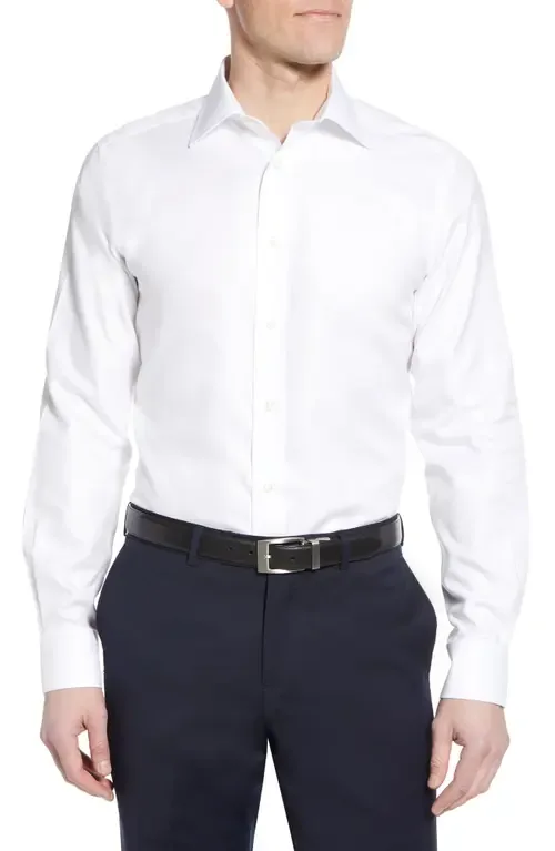 Luxury Non-Iron Trim Fit Solid Dress Shirt by David Donahue