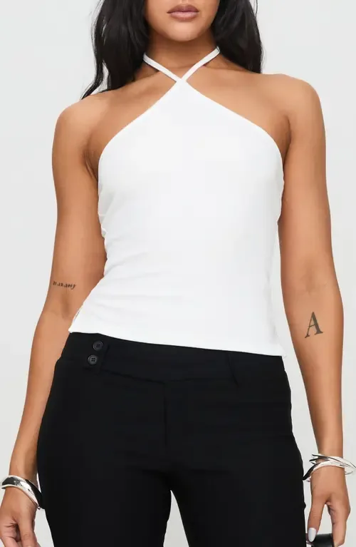 Baseline Rib Stretch Cotton Halter Top by Princess Polly