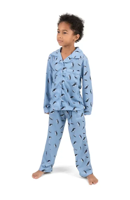 Button-Front Flannel Printed Holiday Pajama Set by Leveret