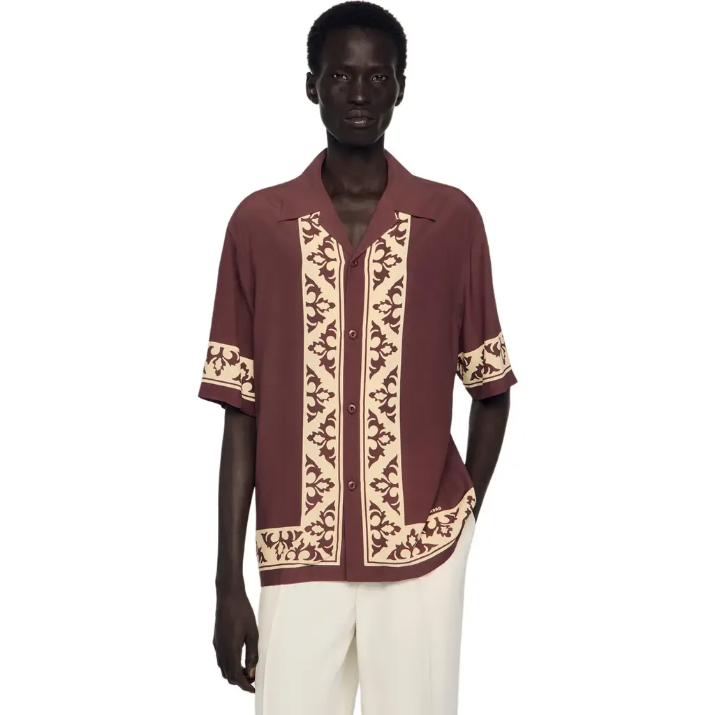 Contrast Print Loose-Fit Shirt by SANDRO